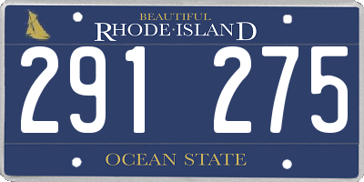 RI license plate 291275