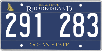 RI license plate 291283