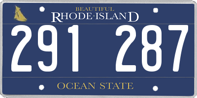 RI license plate 291287