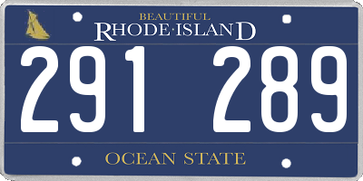 RI license plate 291289