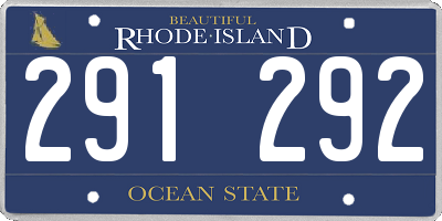 RI license plate 291292