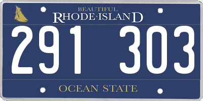 RI license plate 291303