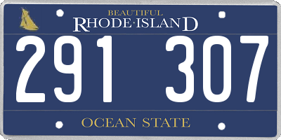 RI license plate 291307
