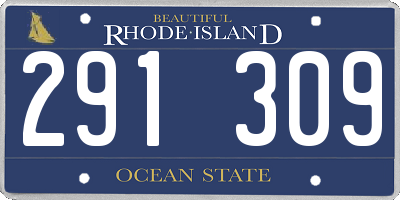 RI license plate 291309