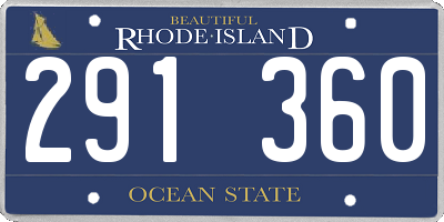 RI license plate 291360