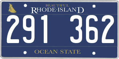 RI license plate 291362
