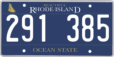 RI license plate 291385