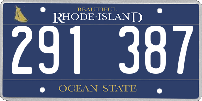RI license plate 291387