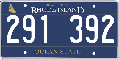 RI license plate 291392