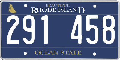 RI license plate 291458