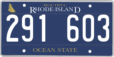 RI license plate 291603