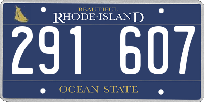 RI license plate 291607