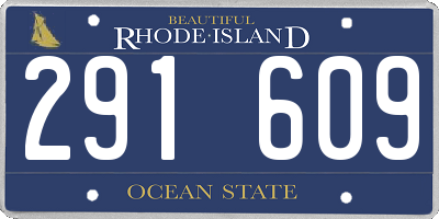 RI license plate 291609