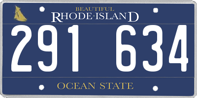 RI license plate 291634