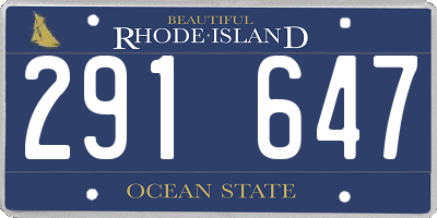 RI license plate 291647