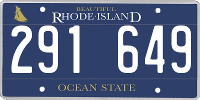 RI license plate 291649