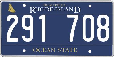 RI license plate 291708