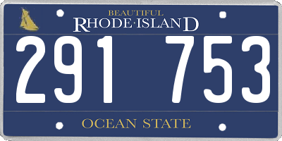 RI license plate 291753
