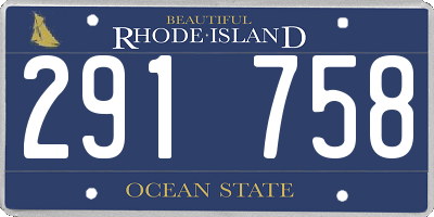 RI license plate 291758