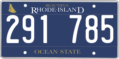 RI license plate 291785