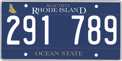 RI license plate 291789