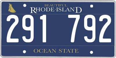 RI license plate 291792
