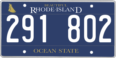 RI license plate 291802