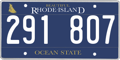 RI license plate 291807