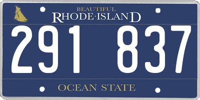 RI license plate 291837