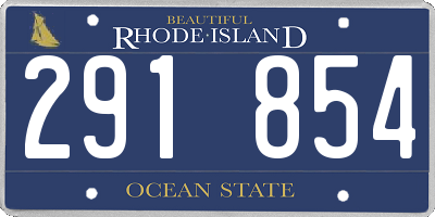 RI license plate 291854