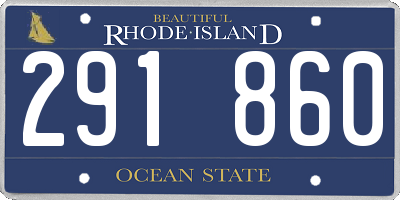 RI license plate 291860