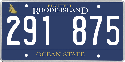 RI license plate 291875