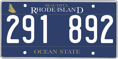 RI license plate 291892