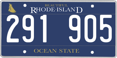RI license plate 291905