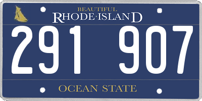 RI license plate 291907