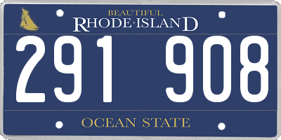 RI license plate 291908