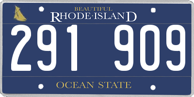 RI license plate 291909