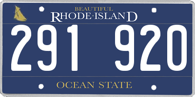 RI license plate 291920