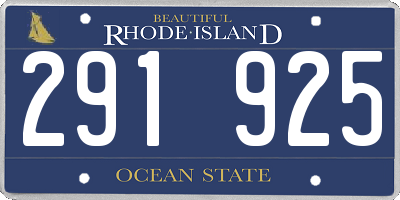 RI license plate 291925