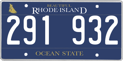 RI license plate 291932
