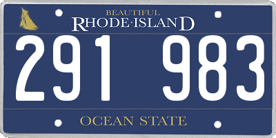 RI license plate 291983