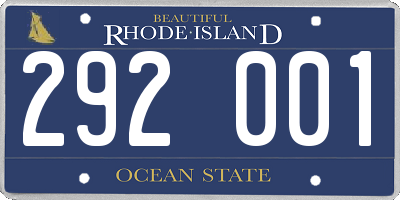 RI license plate 292001