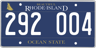 RI license plate 292004