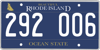 RI license plate 292006