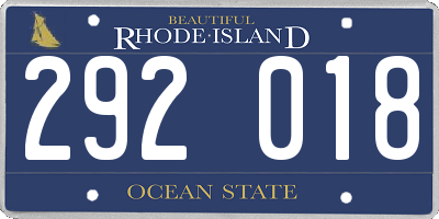 RI license plate 292018