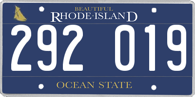 RI license plate 292019