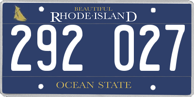 RI license plate 292027