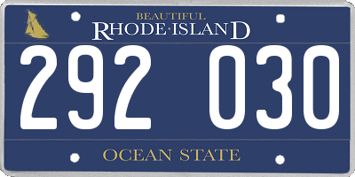 RI license plate 292030