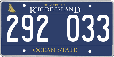 RI license plate 292033