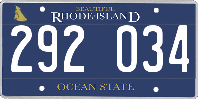 RI license plate 292034
